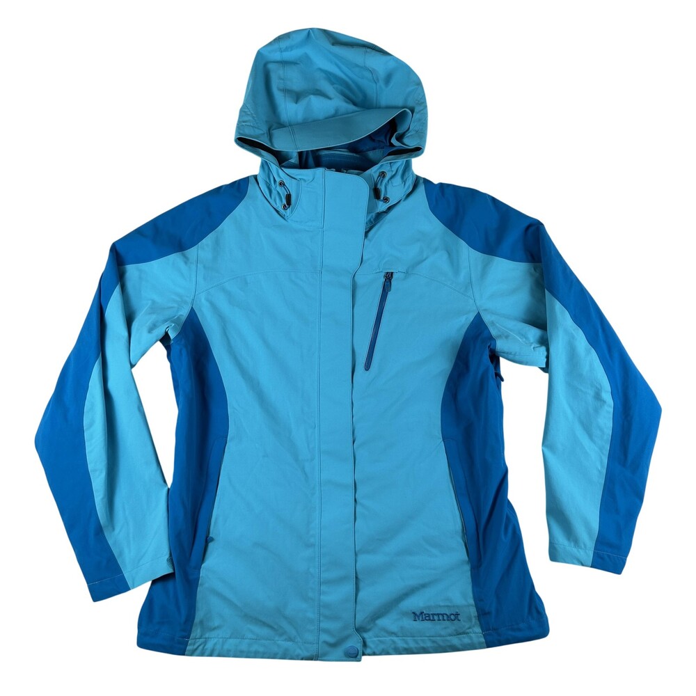 Marmot Jacket Womens Large Blue MemBrain Hooded Ski Snow Waterproof Insulated